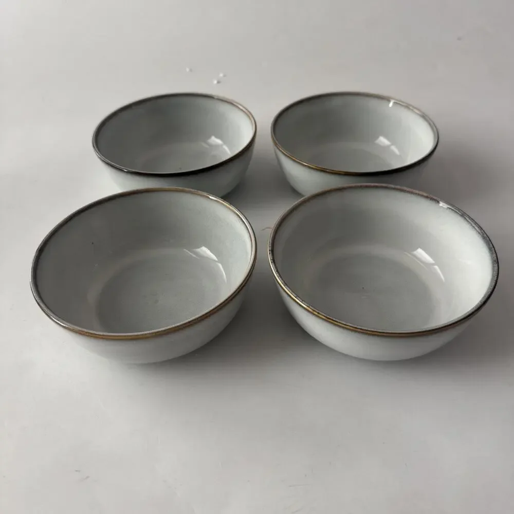 Set of 4 IKEA Gladelig Bowls Salad Cereal MCM Speckled Brown Trim